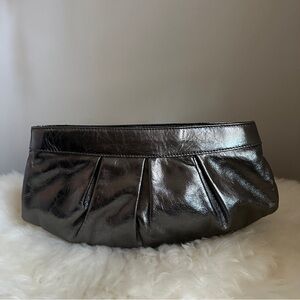 Silver Genuine Leather Clutch made in Italy by Nordstrom